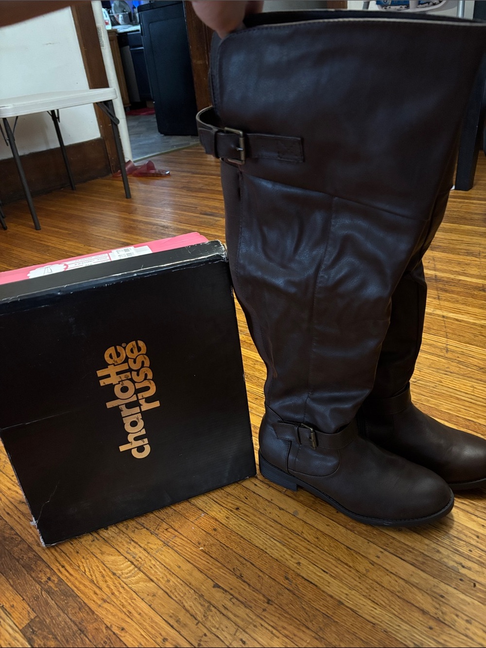 Charlotte Russe Dark Brown Knee-High Riding Boots